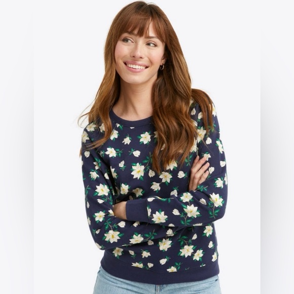 Draper James Natalie Navy Magnolia Floral Print Cotton 
Sweatshirt Size Large - Picture 1 of 11